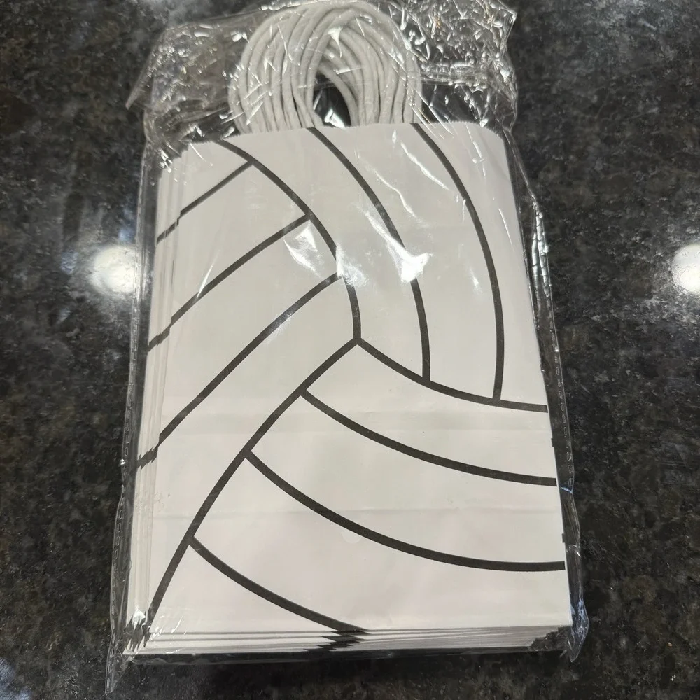 16 Volleyball‎ Themed Party Favor Bags with Handles for Kids and Adults